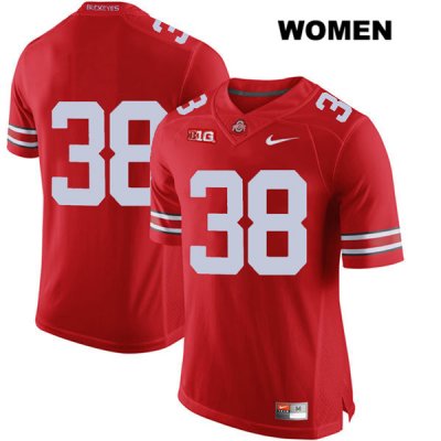 Women's NCAA Ohio State Buckeyes Javontae Jean-Baptiste #38 College Stitched No Name Authentic Nike Red Football Jersey FM20K18SC
